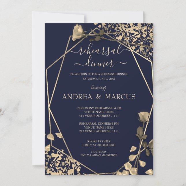 深いブルーとシャンパ結婚ンのリハーサルディナー (正面)