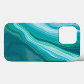 深いブルーとティール(緑がかった色)グリーン海マーブルアート Case-Mate iPhoneケース (裏面 (横))