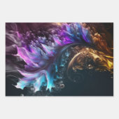 深いブルーとパープル抽象芸術アートギフト ラッピングペーパーシート (正面3)