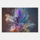 深いブルーとパープル抽象芸術アートギフト ラッピングペーパーシート (正面2)