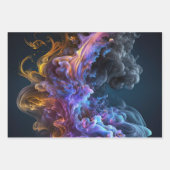 深いブルーとパープル抽象芸術アートギフト ラッピングペーパーシート (正面)