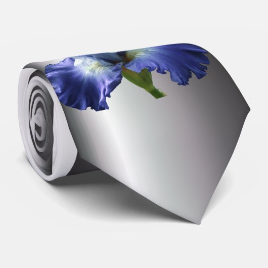 深いブルーとホワイトアイリス ネクタイ (ロール)