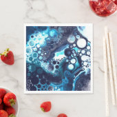 深いブルーとホワイト大理石の流体アート スタンダードランチョンナプキン (インサイチュ)