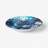 深いブルーとホワイト大理石の流体アート ペーパーボウル (傾斜あり)
