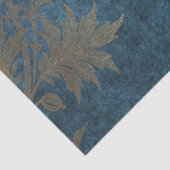 深いブルーとライトの金ゴールドフラワーデコップページ 薄葉紙 (詳細)