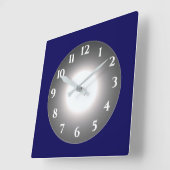 深いブルーとライトシルバーグレーセンター スクエア壁時計 (傾斜)