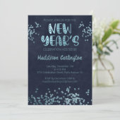 深いブルーアンドグリッタースターズニューイヤーパーティー 招待状 (スタンド正面)