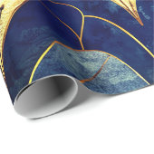 深いブルーアールデコ ラッピングペーパー (ロールコーナー)