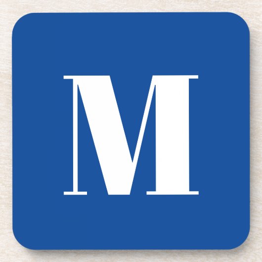 深いブルーイニシャルレターモノグラムモダンスタイリッシュ コースター (正面)