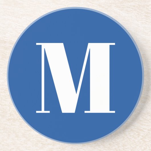 深いブルーイニシャルレターモノグラムモダンスタイリッシュ コースター (正面)