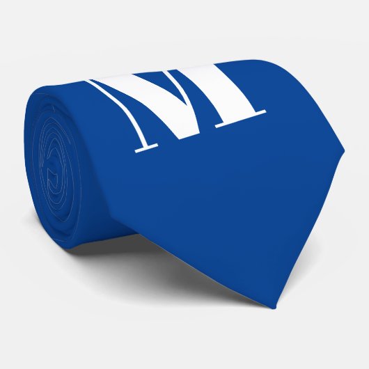 深いブルーイニシャルレターモノグラムモダンスタイリッシュ ネクタイ (ロール)