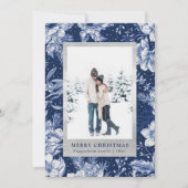 深いブルーウィンタークリスマスフォトカード 招待状 (正面)