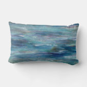 深いブルーウォーター装飾用クッションオリジナルアート ランバークッション (裏面)