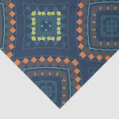 深いブルーエスニックフォークボホシックなモザイクパターン 薄葉紙 (詳細)