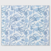 深いブルーオクトラッピング紙 ラッピングペーパー (フラット)