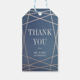 深いブルーオパリンと金ゴールドありがとうギフトラベル ギフトタグ