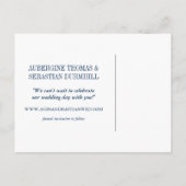 深いブルーオ結婚パリンの写真日付金ゴールドの保存 案内ポストカード (裏面)