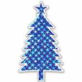 深いブルークリスマスツリーと星 シール (正面)