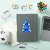 深いブルークリスマスツリーと星 シール (iPadカバー)