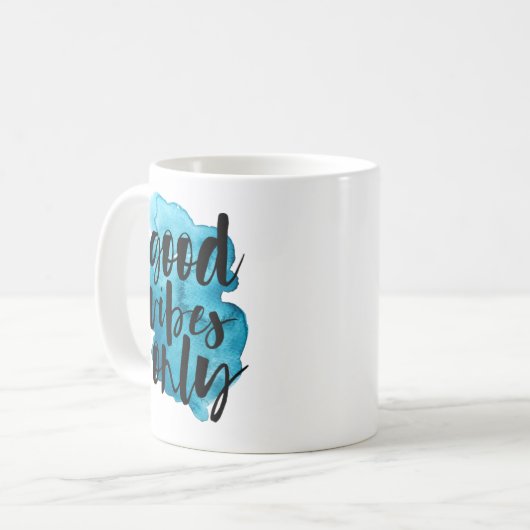 深いブルーグッドビーブスオンリーブラシスクリプトコーヒーマグ コーヒーマグカップ (正面左)