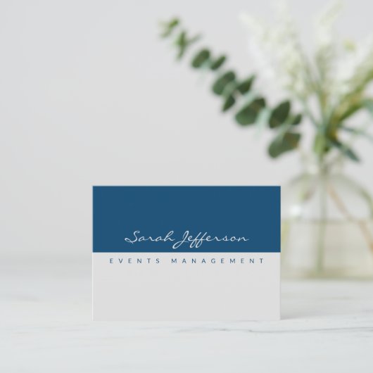 深いブルーグレーモダンミニマシンプルリスト 名刺 (スタンド正面)