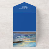 深いブルーサンセットビーチオールインワンウェディング招待 オールインワン招待状 (外側)