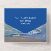 深いブルーサンセットビーチオールインワンウェディング招待 オールインワン招待状 (裏面)