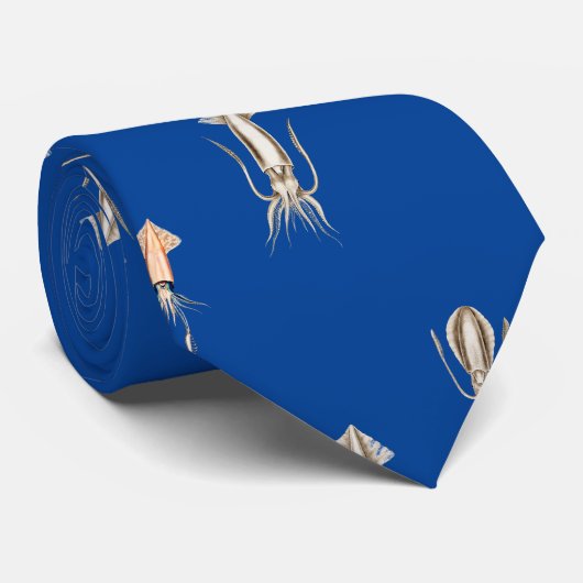 深いブルーシーイカ模様 ネクタイ (ロール)