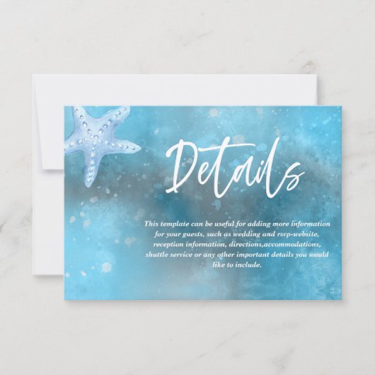 深いブルーシーサマー結婚ズのエンクロージャカード 出欠カード (正面)