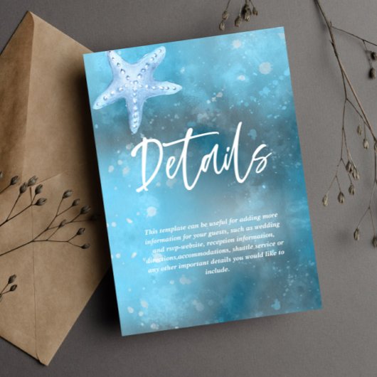 深いブルーシーサマー結婚ズのエンクロージャカード 出欠カード