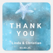 深いブルーシーサマー結婚ズ スクエアシール (正面)