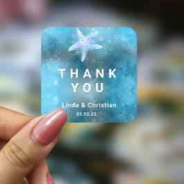 深いブルーシーサマー結婚ズ スクエアシール