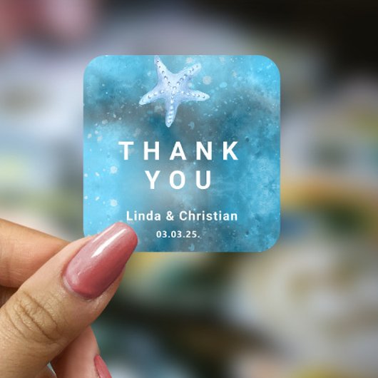 深いブルーシーサマー結婚ズ スクエアシール