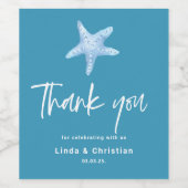 深いブルーシーサマー結婚ズ ワインラベル (シングルラベル)