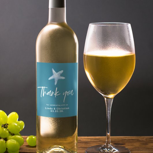 深いブルーシーサマー結婚ズ ワインラベル
