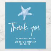 深いブルーシーサマー結婚ズ ワインラベル (シングルラベル)