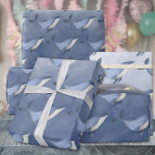 深いブルーシーラッピングPの下のザザザトウクジラ ラッピングペーパー