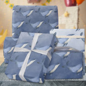 深いブルーシーラッピングPの下のザザザトウクジラ ラッピングペーパー