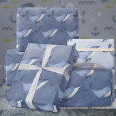 深いブルーシーラッピングPの下のザザザトウクジラ ラッピングペーパー