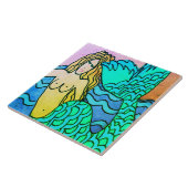 深いブルーシー抽象芸術マーメイド絵画ズ タイル (側面)