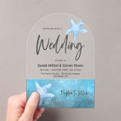 深いブルーシー結婚ズアーチ アクリル招待状 (インサイチュ (ポータブル))
