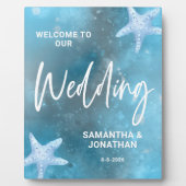 深いブルーシー結婚ズウェルカム フォトプラーク (正面)