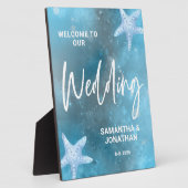 深いブルーシー結婚ズウェルカム フォトプラーク (側面)