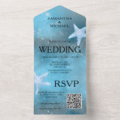 深いブルーシー結婚ズオールインワン招待状 オールインワン招待状 (内側)