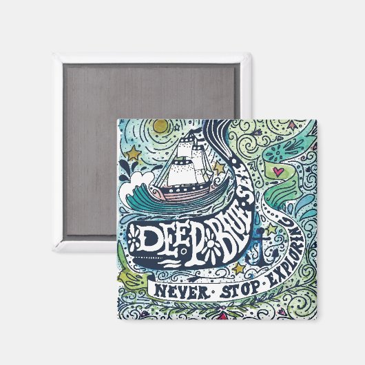 深いブルーシー |探索しなストップい マグネット (正面/裏面)