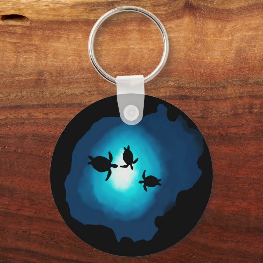 深いブルースイミングカメ キーホルダー (正面)