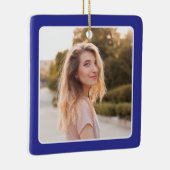 深いブルースクエアフォトダブル縁ど卒業 セラミックオーナメント (右)