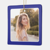 深いブルースクエアフォトダブル縁ど卒業 セラミックオーナメント (左)