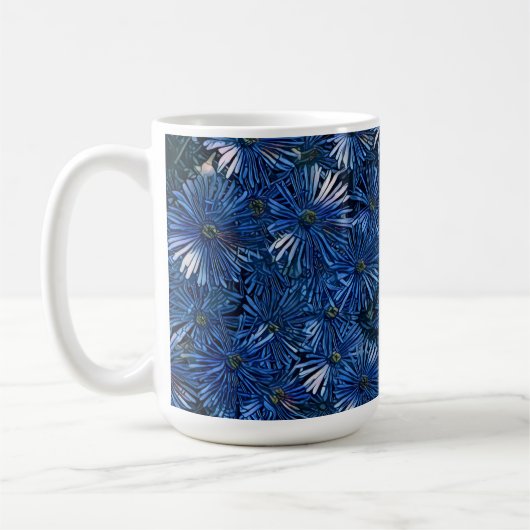 深いブルースタイル化された花茶/コーヒーマグ コーヒーマグカップ (左)