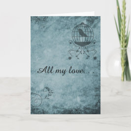 深いブルースチームパンク鳥かごグリーティングカード カード